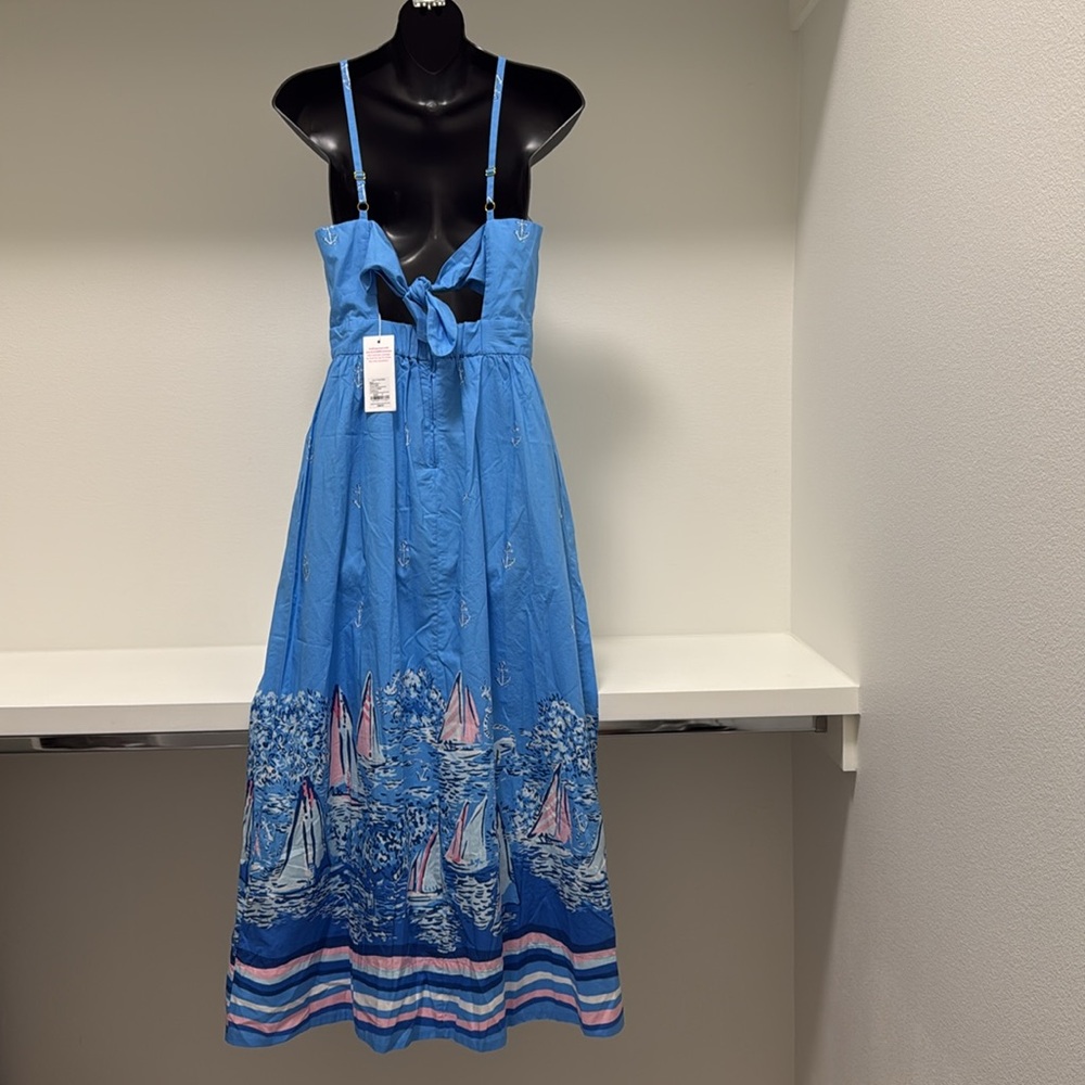Lilly Pulitzer Charlese Cotton Halter Midi Dress Lunar Blue Womens Size 0 - Picture 7 of 15